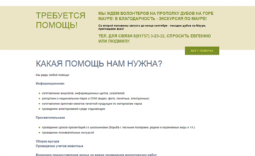 Текстовая страница с обьявлением